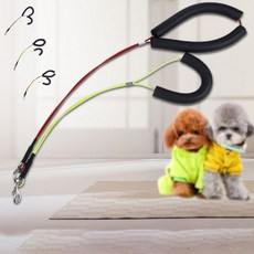 애견 미용테이블 리드줄 더블형 강아지 길리조절 암줄, 1개, 옐로우 그린