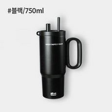 베이제 316스테인리스 고급 보온보냉 대용량 손잡이형 빨대컵 KGB-03, 1개, 750ml, 블랙