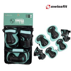 스위스핏 자전거 인라인 보호대 팔꿈치+무릎+손목 세트, 1개, 민트