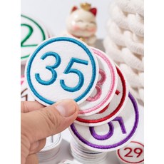 [단체복 포인트] 번호 자수 와펜 네임핀 신학기 의류용 이름표, 10. 블랙 원형 번호 3.5cm