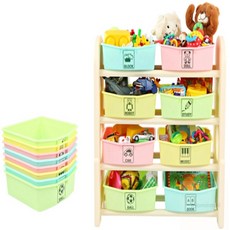 HM 파스텔 칼라 4단 유아가구 핑크완구진열장, 베이지외혼합색상