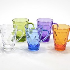 레인보우 아크릴 5색 머그컵 5P세트 물컵 쥬스컵 우유 맥주잔, 1세트, 혼합
