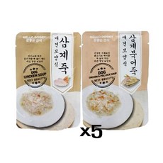 삼계죽 수제간식 닭고기죽 애견 파우치 고단백 80gX5, 삼계북어죽