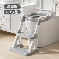 兒童 坐便器 馬桶 階梯凳, 灰色, 1093无皇冠脚踩凳马桶, PVC软垫款