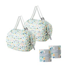 (1+1) 모니즈 한손쏙 3초백 롤업 접이식가방 초경량 장바구니 에코백, 1세트, 프레시블루 x 2P