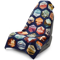 Hahafelt 카시트 타월 커버 2팩 보관 가방 포함 시트 운동 후 땀 세탁 가능한 커버 미끄럼 방지 자동차 타월 개 반려동물 야외 스포츠 활동용(얼룩말) 223655, 1_멀티 국립 공원 1