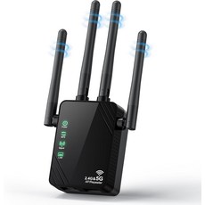 가정용 WiFi 익스텐더 신호 부스터 듀얼 밴드 1200Mbps 인터넷 최대 12888 평방피트 커버리지 및 105개 디바이스 이더넷 포트가 있는 중계기 간편한 설정, Black