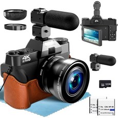 사진용 4K 디지털 스트림 48MP 스크린 라이브 유튜브 플립 자동 브이로그 와이파이 16X 비디오 카메라 초점, 32 Card, kits, 1개