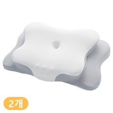 HYLEORY 나비형 고밀도 메모리폼 깊은 잠 목편한 경추베개, 2개, 그레이