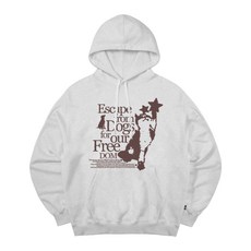 매장정품 이스케이프프롬 ESCAPEFROM 캣& 도그 프린트 후드티 화이트 멜란지 E232HD213WM 133397