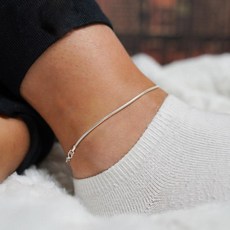 여성 데일리 심플 뱀줄 발찌 레이어드 얇은 스네이크 슬림 체인 여름 발지