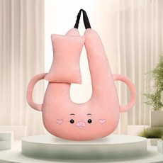 윈웨이 차량용 목꺽임방지 안전벨트쿠션 캐릭터바디쿠션 세트, 1세트, 피그