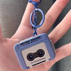 復古錄音機造型音樂盒磁帶鑰匙扣/書包/包包掛件, 藍色, 1個