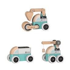 兒童益智木製百變拼裝積木DIY工程車玩具幼兒滿月周歲禮物套組, 1個, 模塊化工程小車B:如圖所示