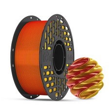 CaiLab 3D 프린터 필라멘트 PLA 실크 투톤 트리톤 멀티컬러 그라데이션 1.75mm 1kg 자연스러운 색상 전환 고품질 실크 질감 쉬운 출력 안정적인 라인 직경 1KG, 메탈릭 레드 골드