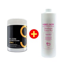 동방 벨슨 실리카 블리치 파우더 탈색약 블랙빼기 500g+전용 6% 산화제 1000ml, 1L, 1개