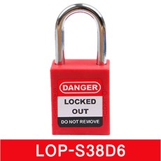 LOTO SAFE 스틸 안전 잠금 자물쇠 LOP-S38D6, 레드, 1개