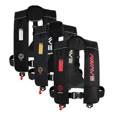 하이브리드 어웨이브 기본형 자동팽창식 구명조끼 KC 바다낚시 낚시조끼 낚시구명조끼 바다구명복 5억책임보험가입 레저 스포츠 구명복 갯바위 KC인증 요트 보트, FREE, 블랙(레드)