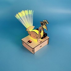 臺灣熱銷 博燃科敎木質益智科敎玩具diy小製作材料包兒童手工模型科學玩具, 孔雀材料包, 1個