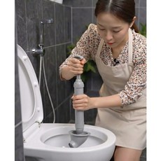 퀄리보 강력 뚫어뻥 펌프식 화장실 하수구, 퓨어 그레이