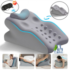 Belua 다기능 등받이 쿠션 목베개 다리베개 엎드려 자는 메모리폼 허리쿠션 침대용 편안한 시원함 제공, 회색