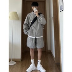 美式酷帥夏季運動套裝 男款高級感休閒短褲套裝