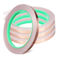 13688553 작업용 전기 절연 테이프 전선 케이블 4롤 구리 호일 전도성 폭 6.35mm x 길이 20m 내마모성 수리·보강용 전자기기 기타 납땜 가능 접착