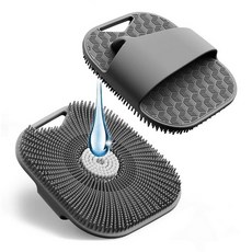 남성용 실리콘 바디 스크러버 민감한 피부를 위한 친절한 샤워 더 풍부한 폼 브리스틀과 미끄럼 방지 손잡이가 있는 샤워용 루프 그레이, 남성 및 여성용 실리콘 바디 스크러버, 민감한 피부를, 1개