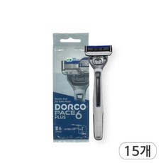 도루코 페이스6플러스 6중날 휴대용면도기, 1개, 15개입