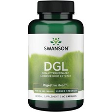 스웬슨 하이 포텐시 DGL 감초 소화 건강 위장 지원 뿌리 추출물로 자연 진정제 각각 750mg 스완슨, 90 CAPSULES