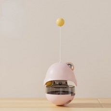 不倒翁貓玩具 羽毛逗貓棒 耐咬球, 1個, 【粉色】薄荷球不倒翁漏食訓練轉盤