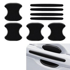 DYEKNEE 자동차 도어 핸들 스티커 8개 8cm x 8cm3.15인치 x 3.15인치 + 14.7cm x 1.5cm5.8인치 x 0.6인치 유연한 범핑 방지 긁힘 방지 프, 8 PCS, 블랙