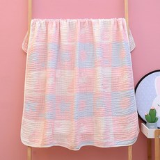 DFMEI 嬰兒浴巾 嬰幼兒蓋毯, 1個, 牛奶棉-海底世界粉藍:110*110cm