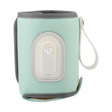 GHSHOP 휴대용 난방 우유 따뜻한 병 토트 백 우유 병 단열 소매 유아 간호 병 히터 여행, 11cm, PU 가죽, 녹색