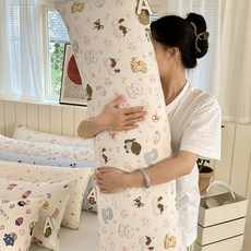 세탁 가능한 면 대형 베개 쿠션 긴 베개 분리형 세탁 가능 다리 받침용 여성 측면 수면 전용 베개 남성용, 40x115cm( 1.0kg ) 베개 커버 + 내부 코, 회색 강아지