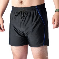 優選大碼泳褲男款 加肥游泳套裝 夏季大碼平角 加大寬鬆沙灘防水藍色成人泳褲