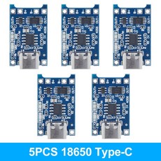 5/10PCS 마이크로 USB 보드 기능이있는 모듈 배터리 기능 보호 충전 충전기 리튬 이온 TP4056 18650 이중 5V 1A, DIYTZT, 5pcs 18650 TypeC