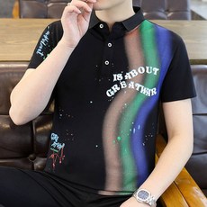 2026男士夏季條紋Polo衫短袖休閒衫，韓版修身翻領運動商務T恤，輕薄透氣吸濕排汗