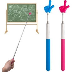 접이식 교육용 포인터 스틱 읽기용 컬러풀한 확장 가능한 휴대용 가이드봉 손가락 가리키는 스틱 학생용 교실 용품 - 보라색, Blue & Pink