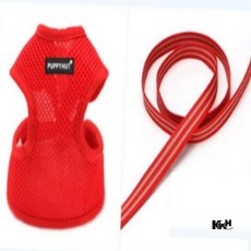 애견 하네스 세트 레드 S 개가슴줄