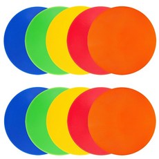 LZKIB 스팟 마커 22.9cm(9인치) 미끄럼 방지 민첩성 바닥 마커 10개 다채로운 플랫 필드 체육관 교실 바닥 스팟 세트 실내 실외 축구 농구 스포츠 스피드 트레이닝