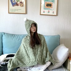 提花毛絨兜帽披肩毯子辦公室午睡毯加厚午休毯塔芙絨休閒毯沙發毯