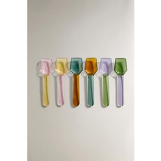 자라 zara 보로실리케이트 글라스 멀티 컬러 아이스크림 스푼 세트 (6개 세트) - 녹색112162, 단일 사이즈