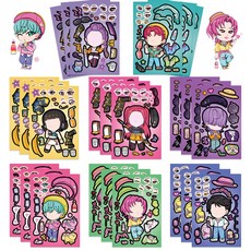 KPOP獵魔女團換面貼紙8PCS兒童益智趣味換裝手工diy玩具自粘貼畫, KPOP女團貼紙-8PCS, 1個