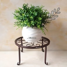 MORIANN 花朵鐵製圓形花盆架, 古銅色