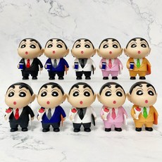 짱구 블라인드 박스 직장인 크레용짱 직장인 꽃 커피 크레용 짱 피규어 장식 블라인드 박스 장식, 일하는 짱구 [랜덤 1개]