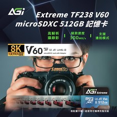 AGI亞奇雷 TF238 MicroSDXC 記憶卡 UHS-II U3 V60 高速寫入 8K錄影 專業攝影推薦, 1個, 256G, 256G