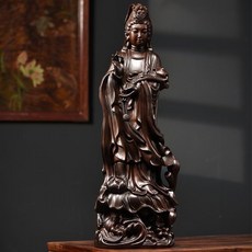 黑檀木 花梨木 南海觀音 佛像 擺件 整木精雕, 如圖所示, 1個