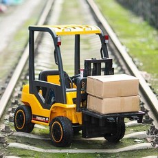 푸쉬카 전동지게차 충전식 중장비 붕붕카 리프트 포크, 옐로우, 1개