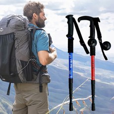 접이식 등산 스틱 4단 듀랄루민 T자형 일자형 지팡이 장비 간편한 휴대용 경량 트레킹 용품, 1개, 등산스틱 4단 T자형 블랙[CE638]